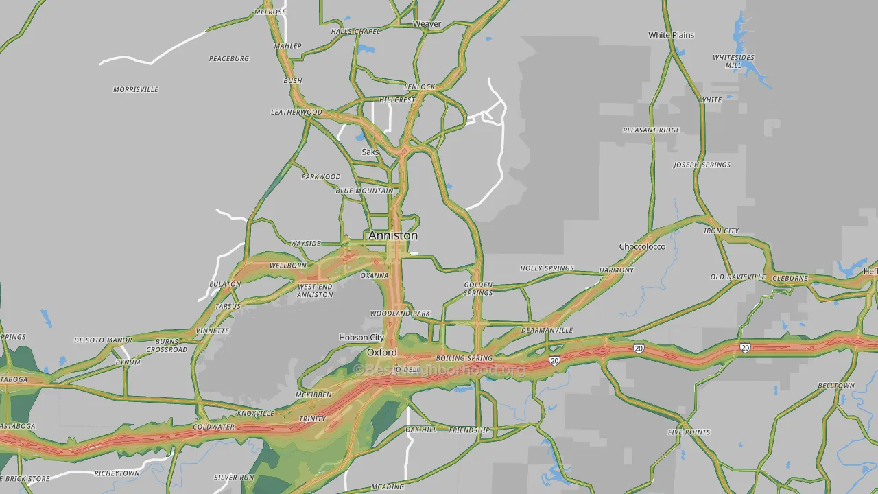 Anniston, AL Map of Noise Levels in Anniston