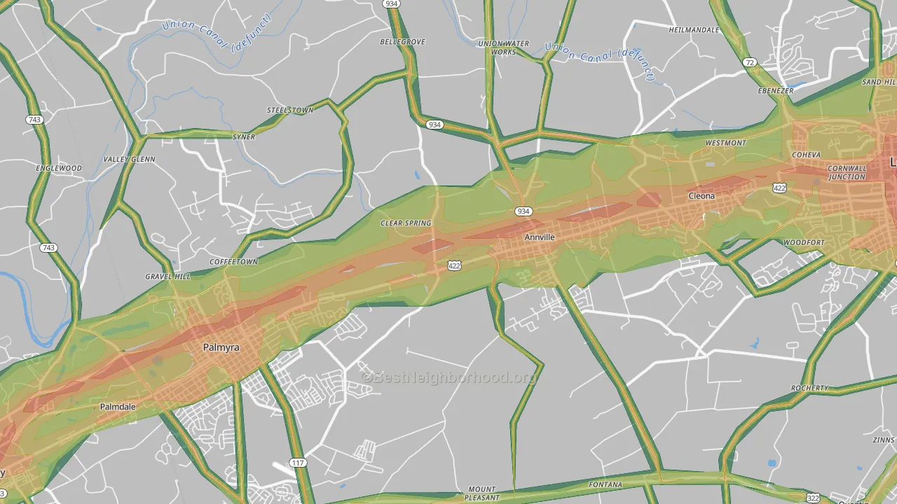 Annville, PA Map of Noise Levels in Annville