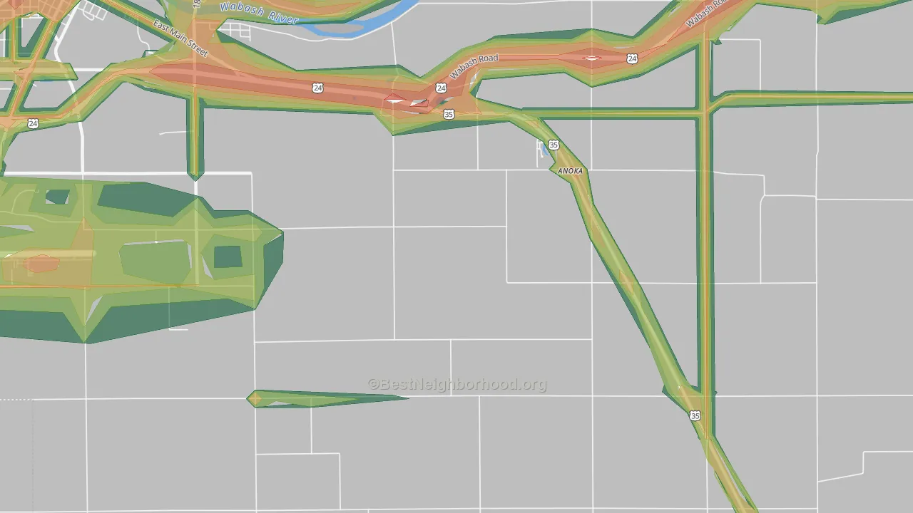 Anoka, IN Map of Noise Levels in Anoka