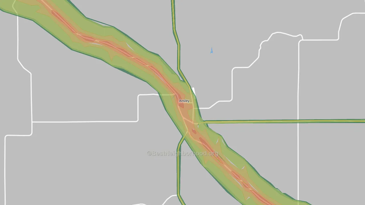Ansley, NE Map of Noise Levels in Ansley