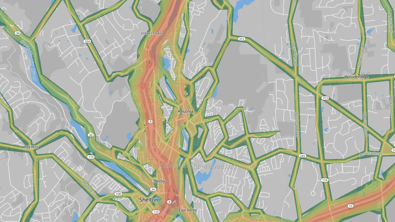 Ansonia, CT Map of Noise Levels in Ansonia