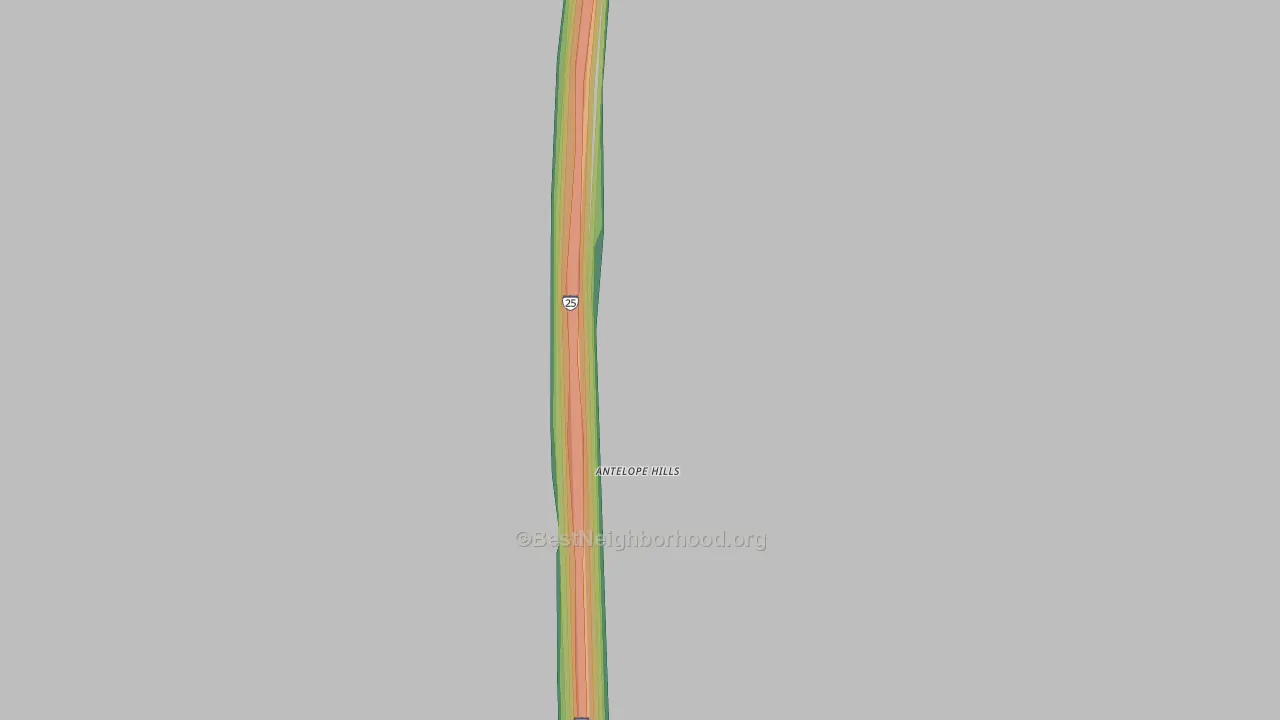 Antelope Hills, WY Map of Noise Levels in Antelope Hills