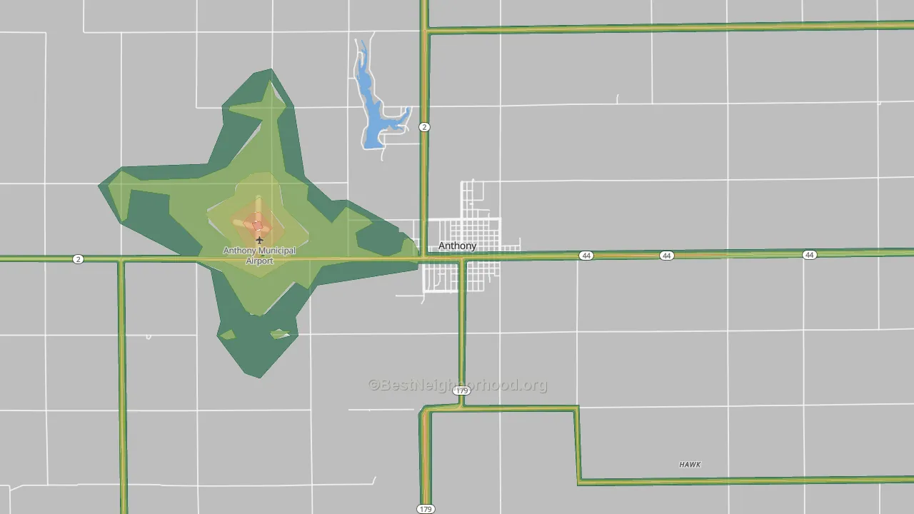 Anthony, KS Map of Noise Levels in Anthony