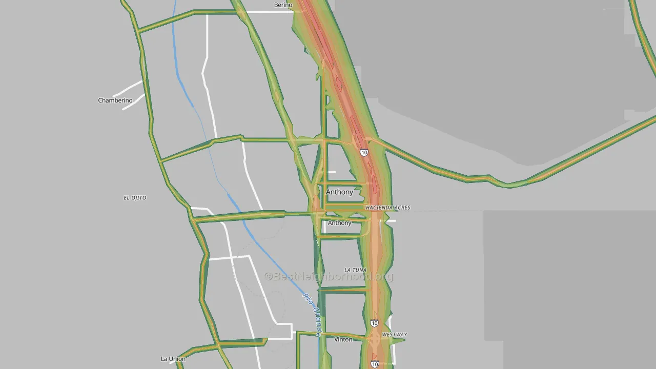 Anthony, NM Map of Noise Levels in Anthony