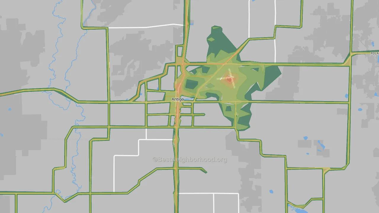 Antigo, WI Map of Noise Levels in Antigo