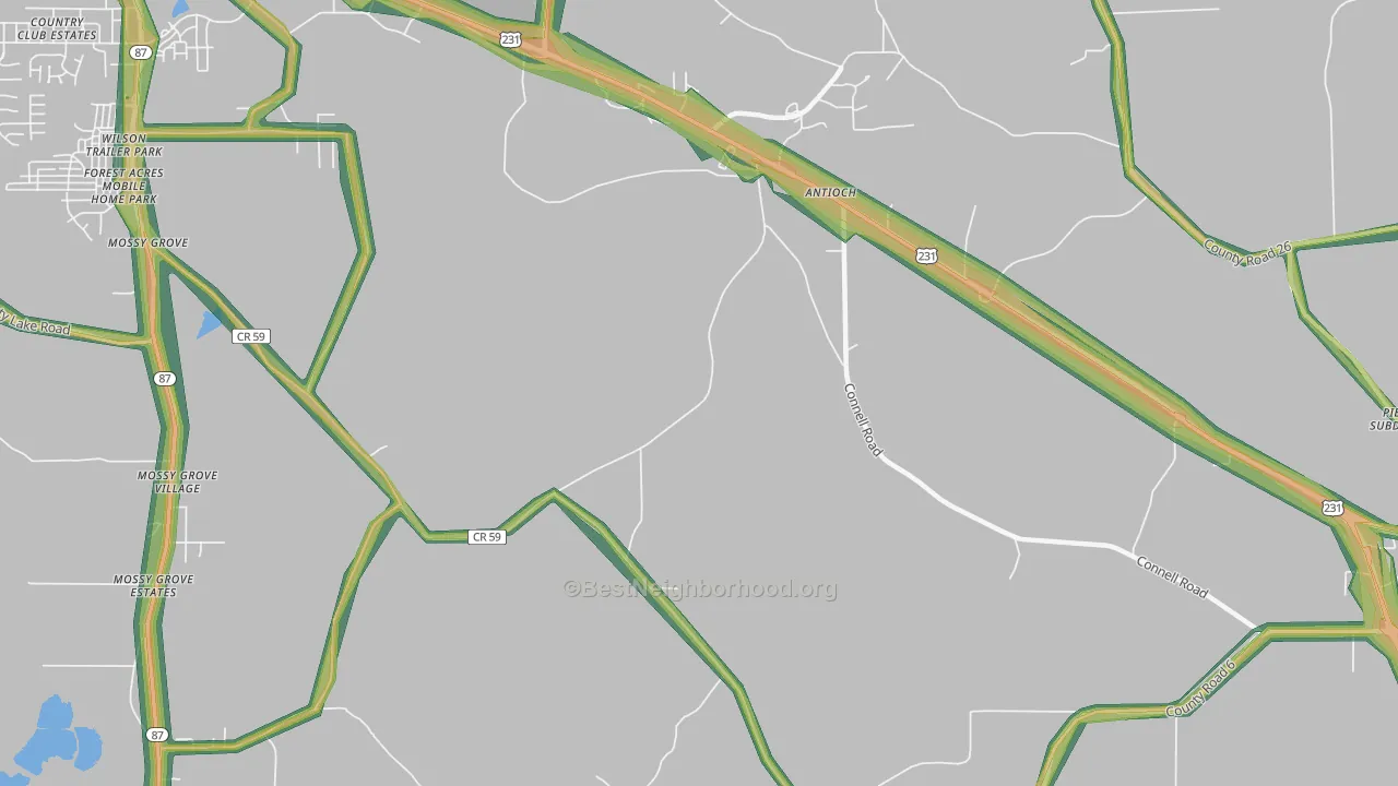Antioch, AL Map of Noise Levels in Antioch