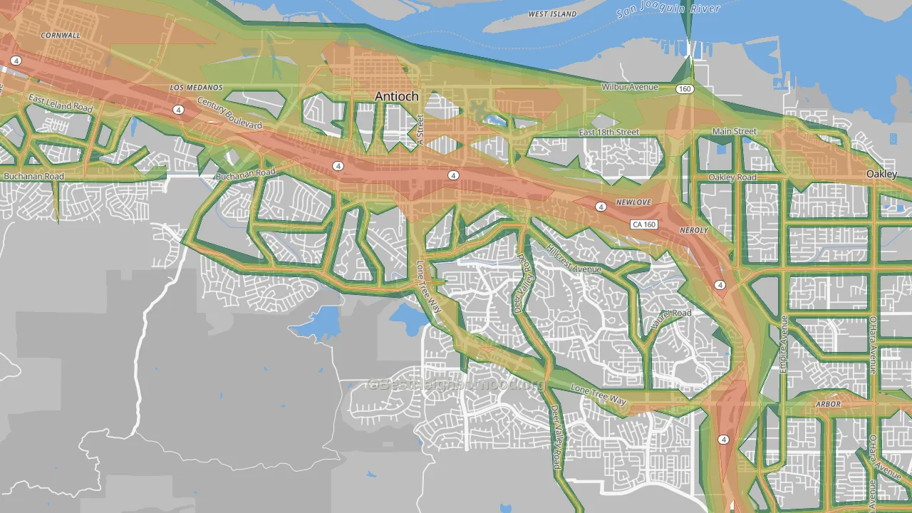 Antioch, CA Map of Noise Levels in Antioch