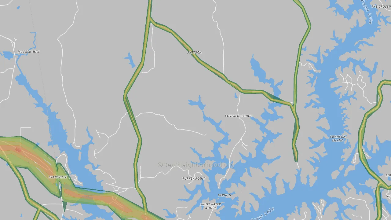 Antioch, GA Map of Noise Levels in Antioch