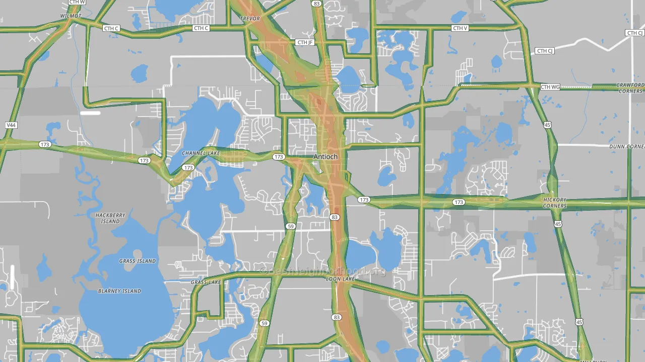 Antioch, IL Map of Noise Levels in Antioch