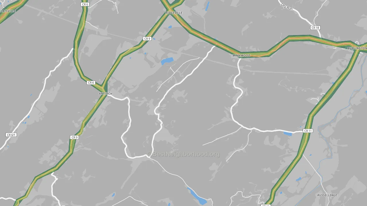 Antioch, WV Map of Noise Levels in Antioch