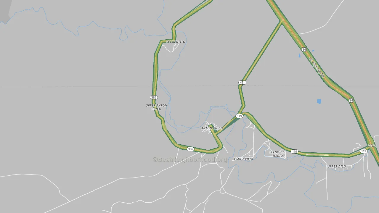 Anton Chico, NM Map of Noise Levels in Anton Chico