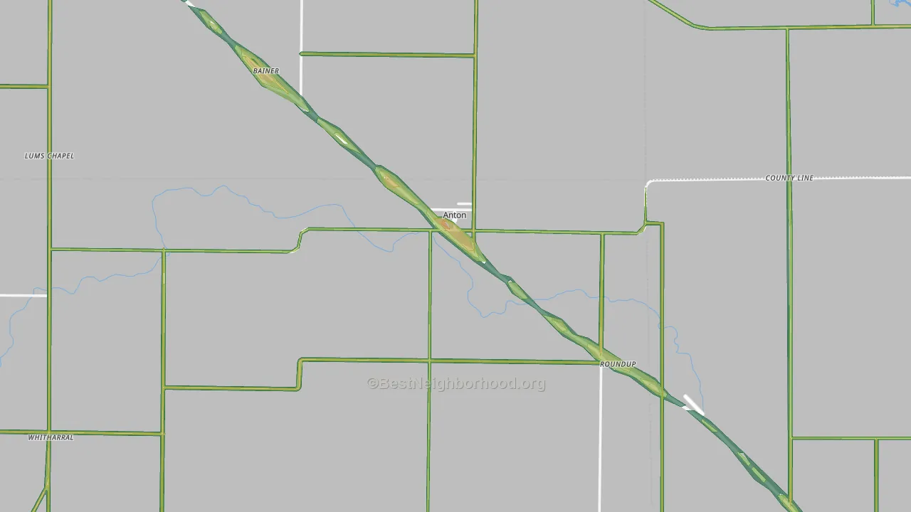 Anton, TX Map of Noise Levels in Anton