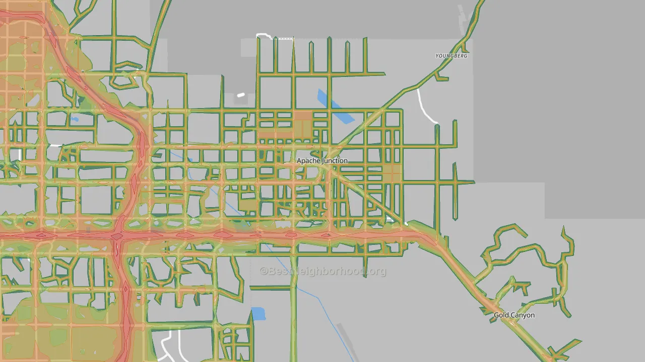 Apache Junction, AZ Map of Noise Levels in Apache Junction