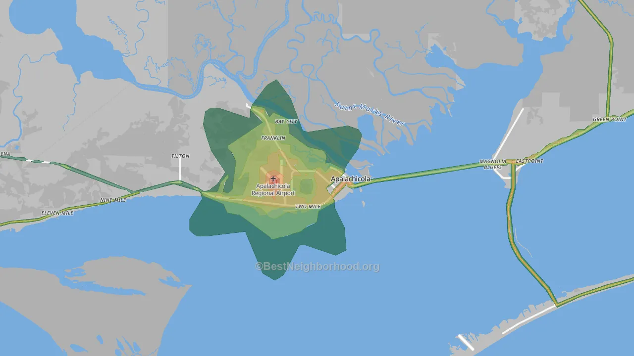 Apalachicola, FL Map of Noise Levels in Apalachicola