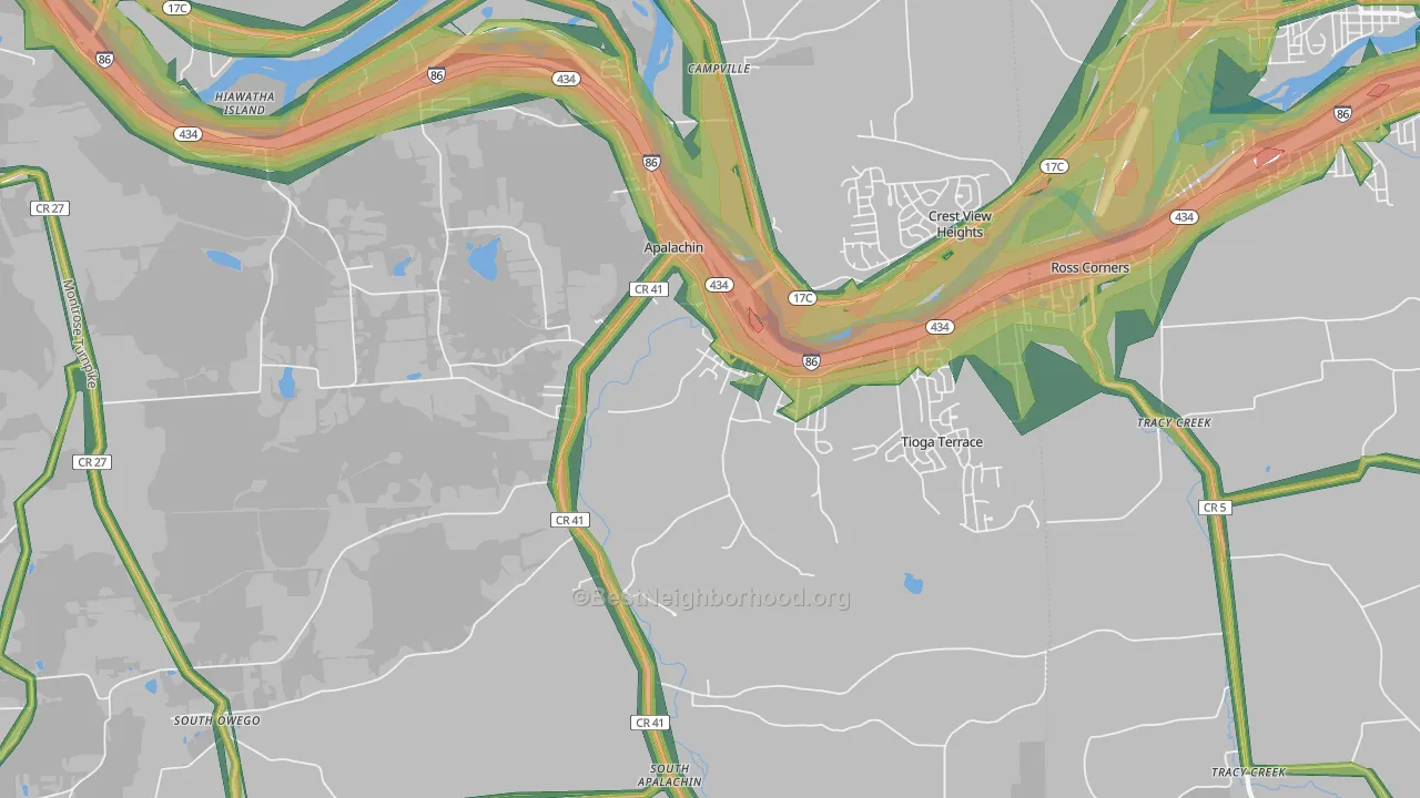 Apalachin, NY Map of Noise Levels in Apalachin
