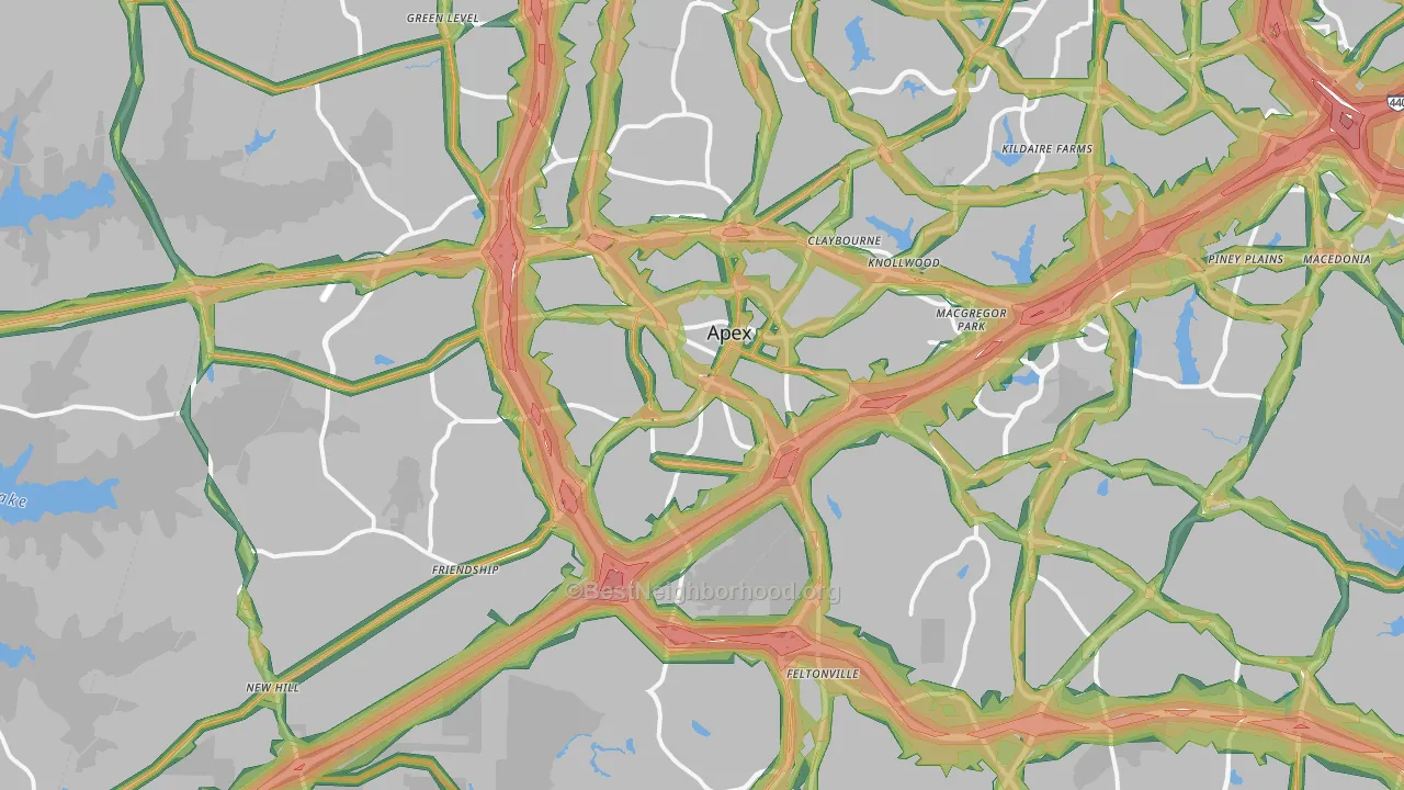 Apex, NC Map of Noise Levels in Apex