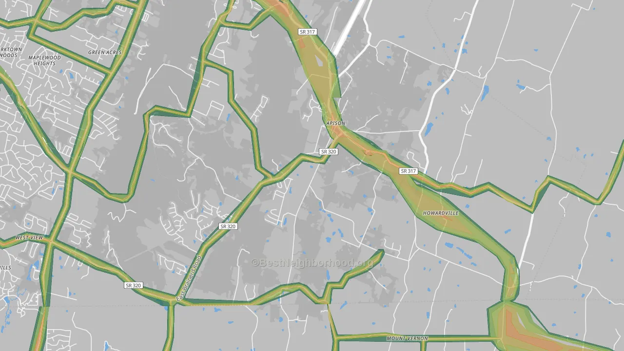 Apison, TN Map of Noise Levels in Apison