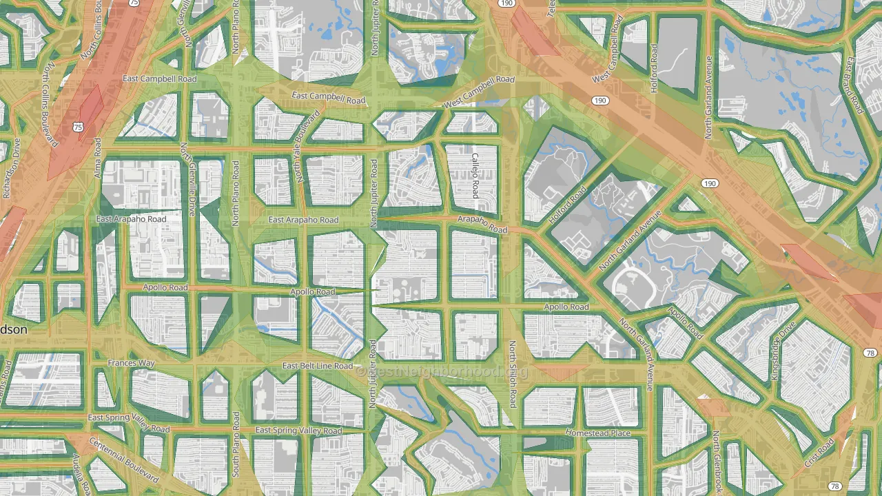 Apollo Arapaho and Camelot, Garland, TX Map of Noise Levels in Apollo Arapaho and Camelot