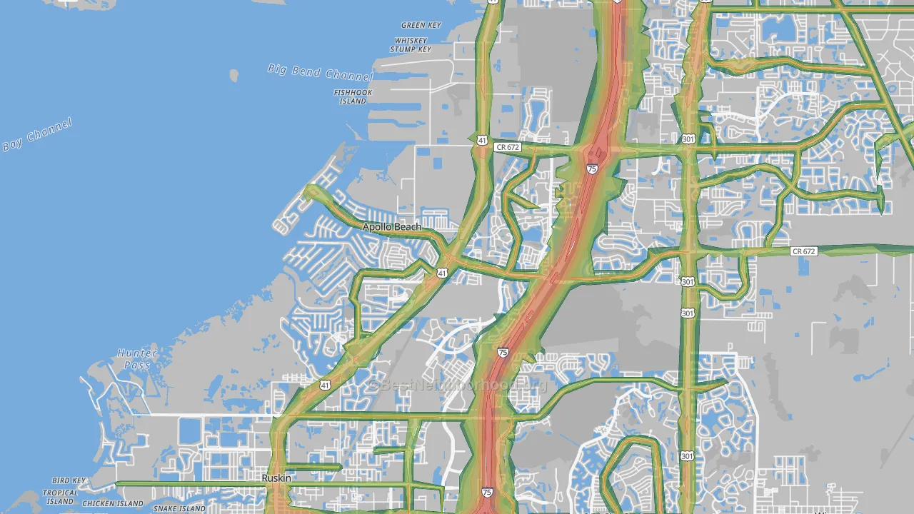 Apollo Beach, FL Map of Noise Levels in Apollo Beach