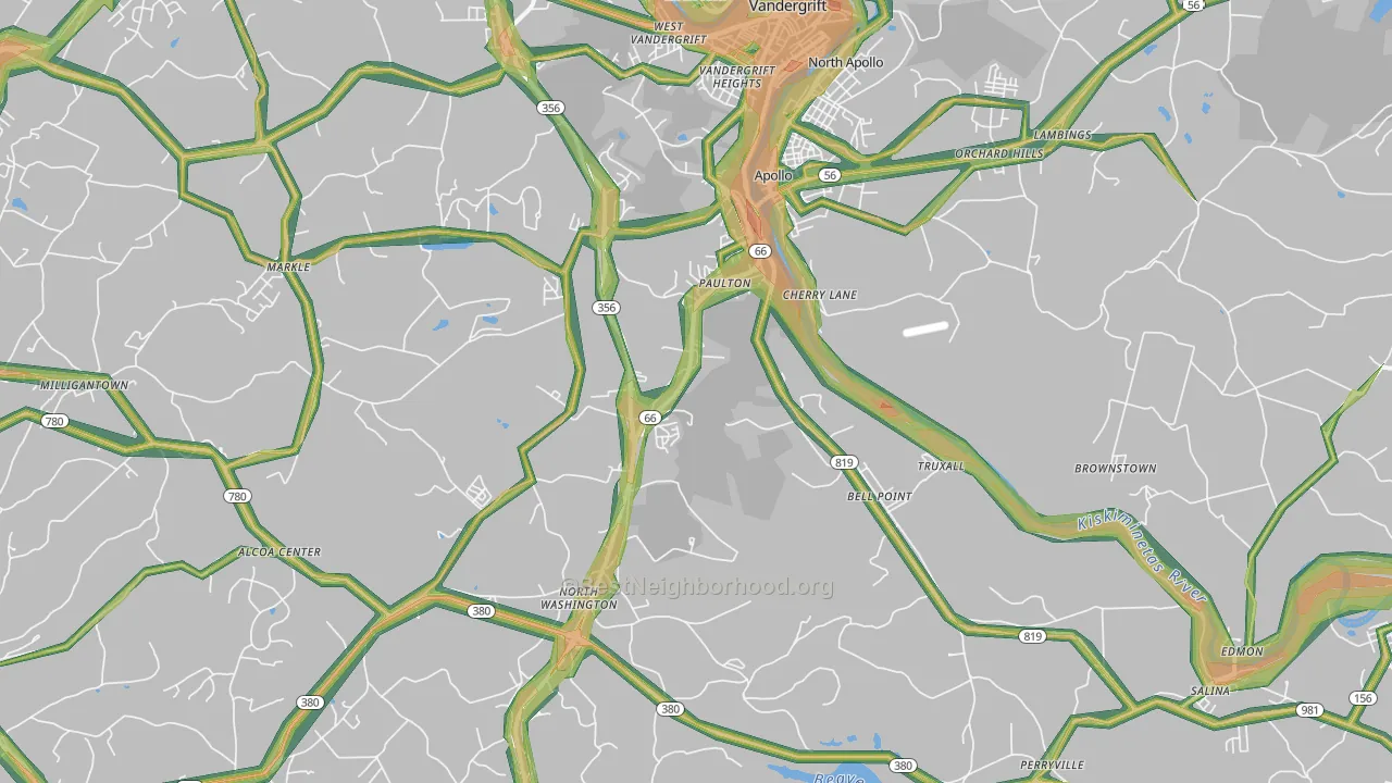 Apollo, PA Map of Noise Levels in Apollo