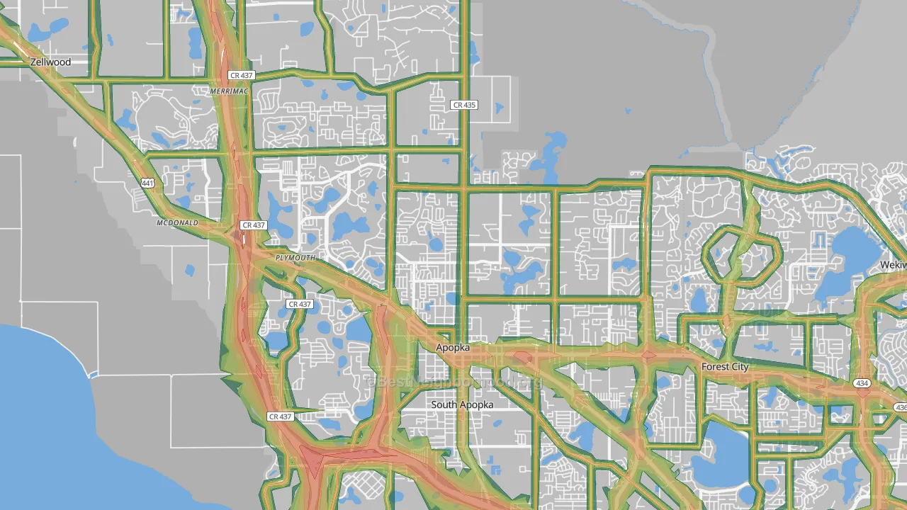 Apopka, FL Map of Noise Levels in Apopka