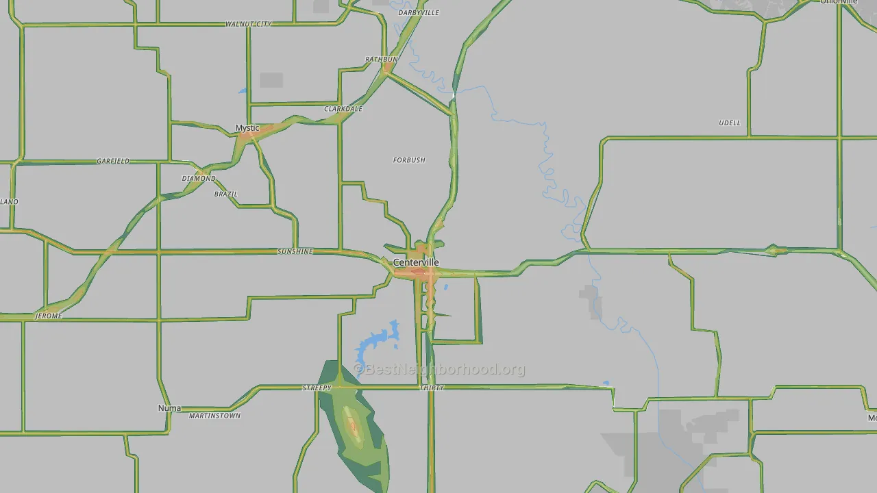 Appanoose County, IA Map of Noise Levels in Appanoose County