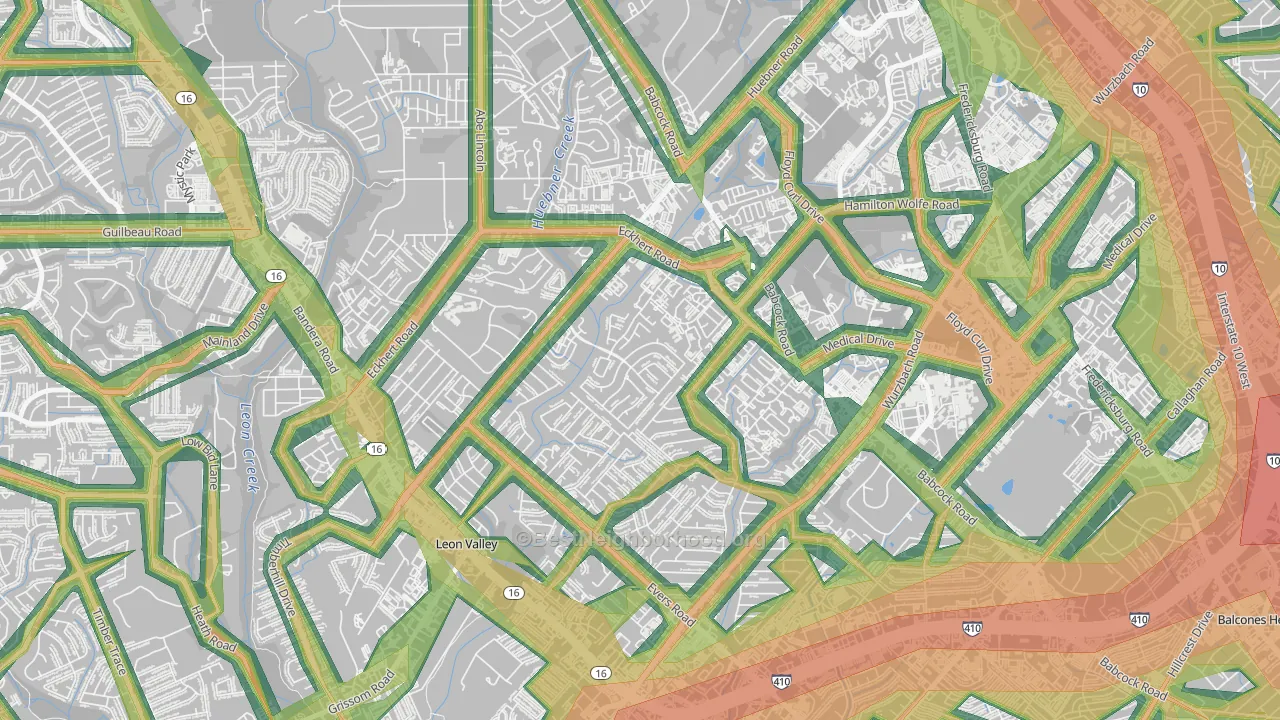 Apple Creek, San Antonio, TX Map of Noise Levels in Apple Creek