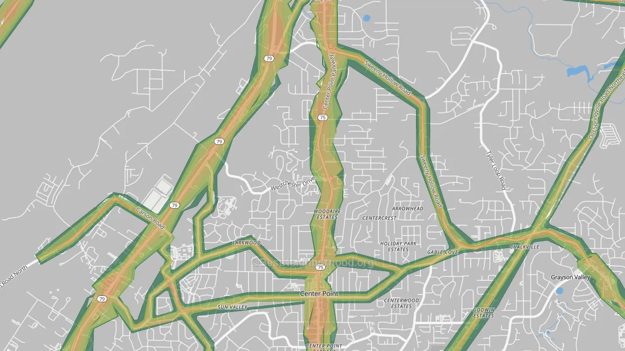 Apple Valley, Birmingham, AL Map of Noise Levels in Apple Valley