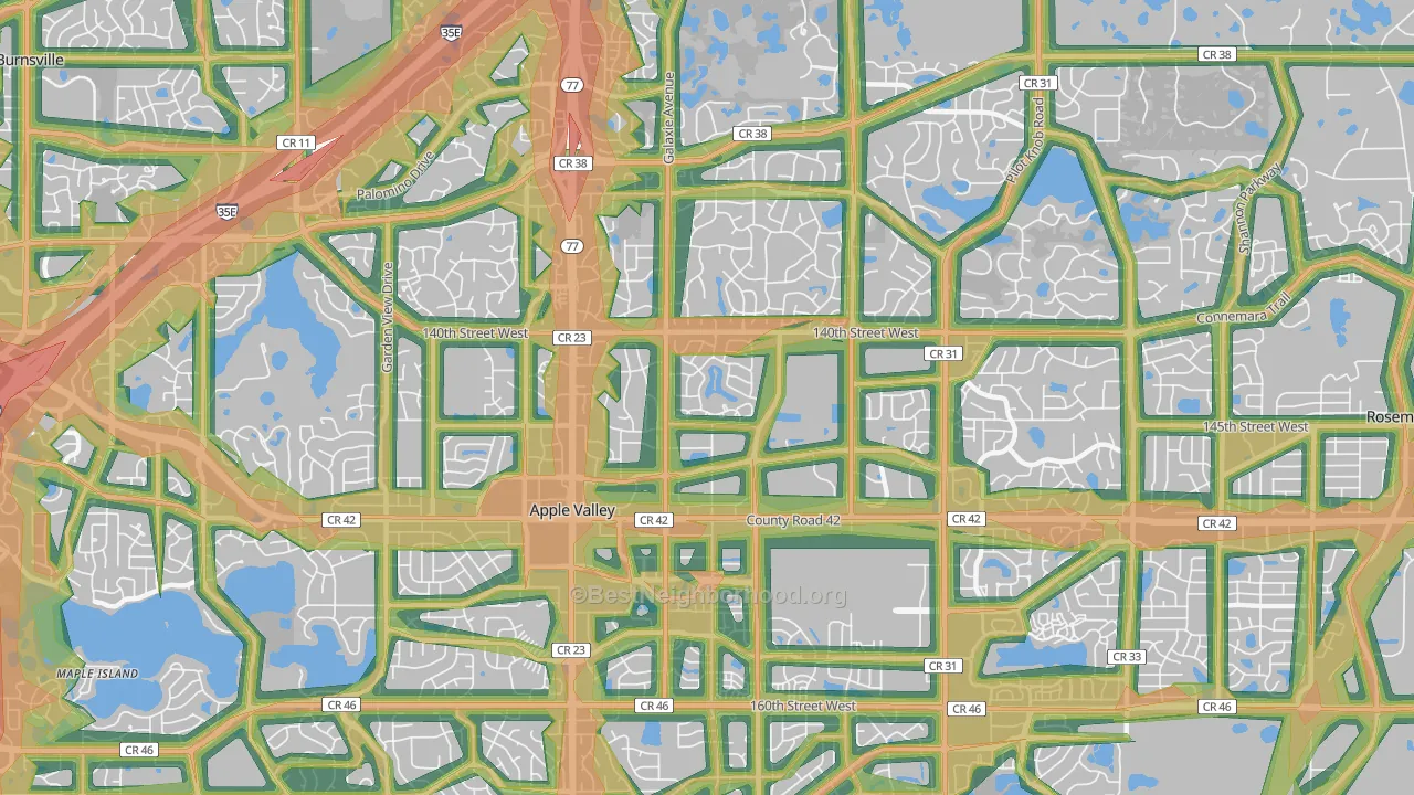Apple Valley, MN Map of Noise Levels in Apple Valley