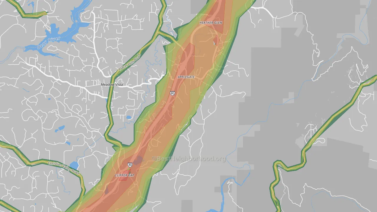 Applegate, CA Map of Noise Levels in Applegate