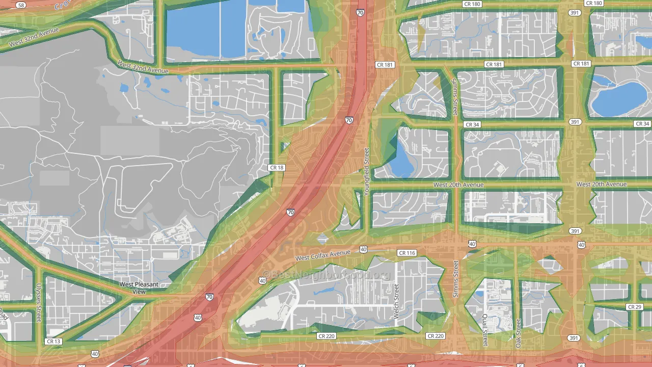 Applewood, CO Map of Noise Levels in Applewood