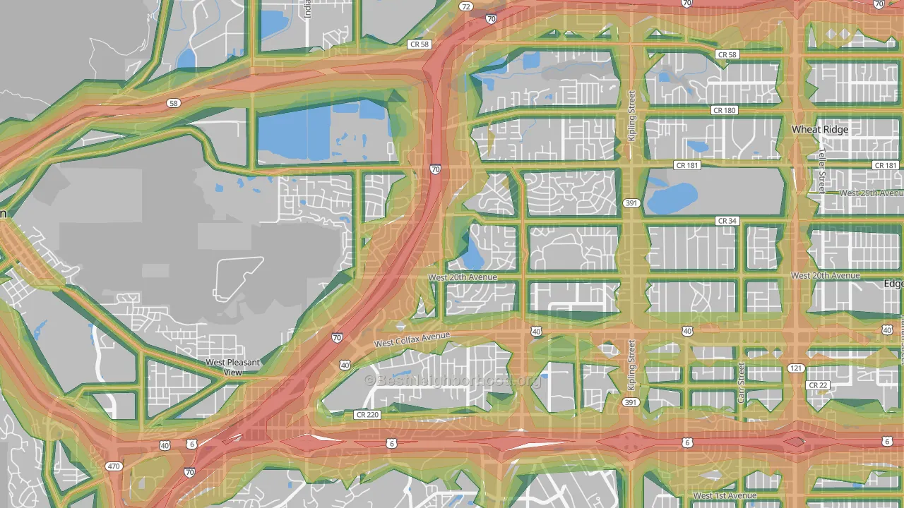 Applewood, Lakewood, CO Map of Noise Levels in Applewood