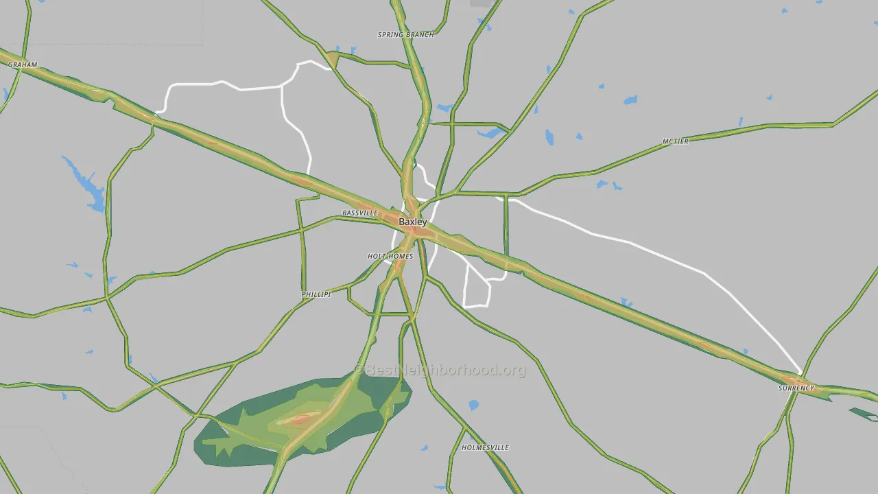 Appling County, GA Map of Noise Levels in Appling County