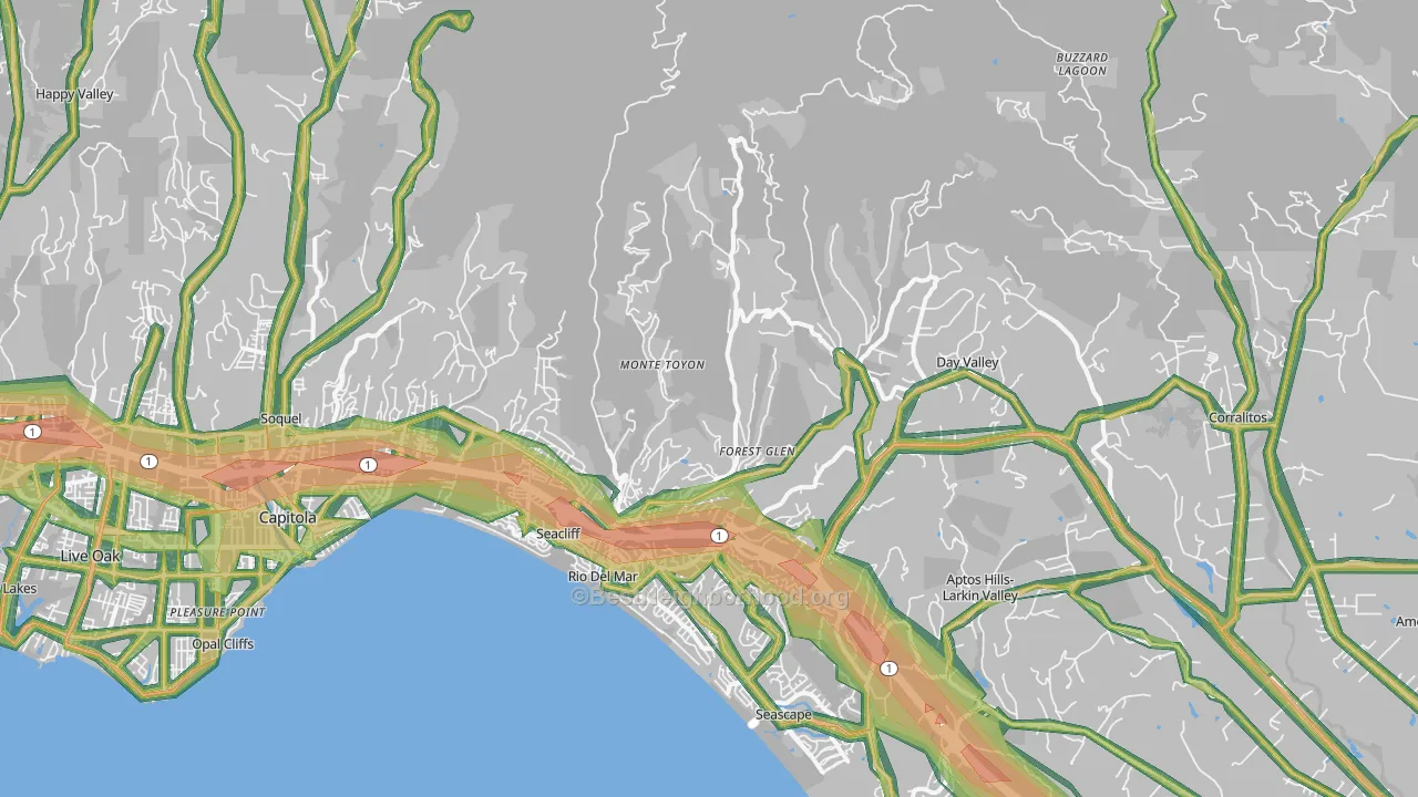 Aptos, CA Map of Noise Levels in Aptos