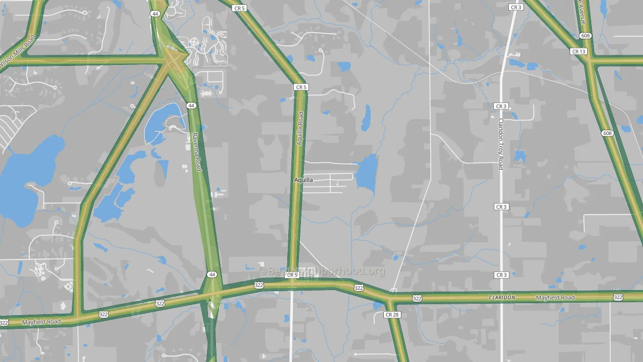 Aquilla, OH Map of Noise Levels in Aquilla