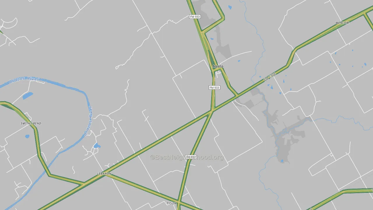Aquilla, TX Map of Noise Levels in Aquilla