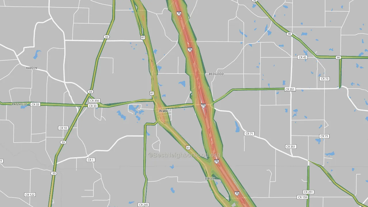 Arabi, GA Map of Noise Levels in Arabi