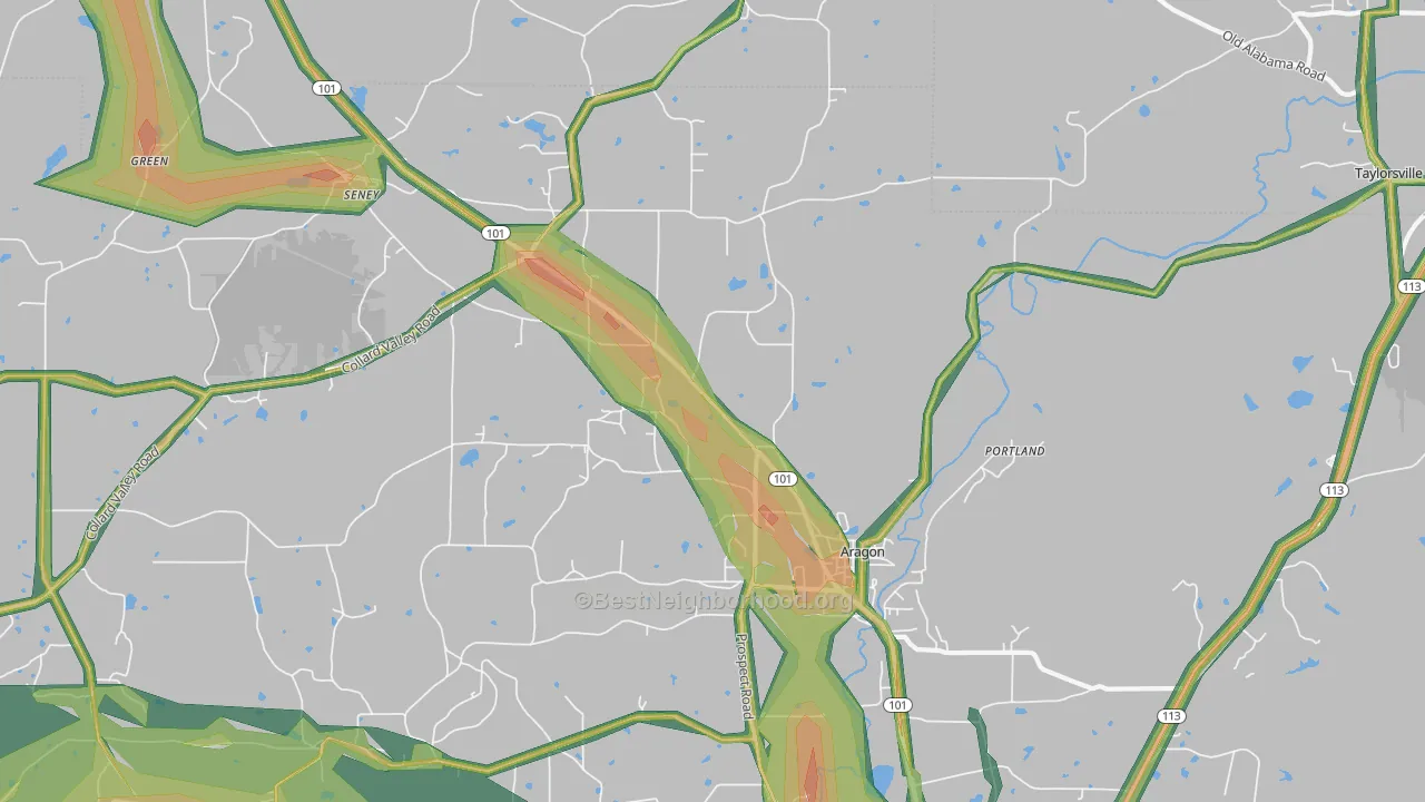 Aragon, GA Map of Noise Levels in Aragon