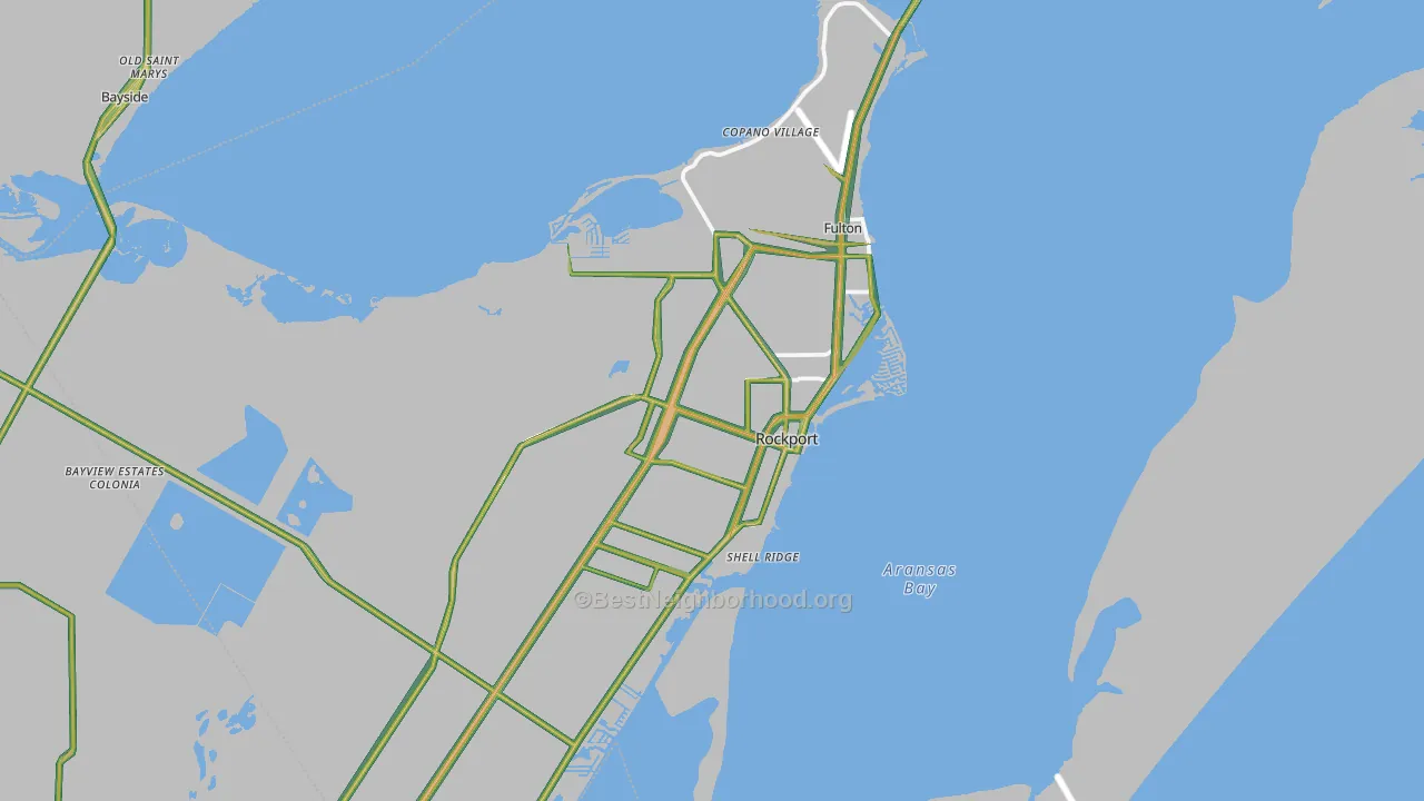 Aransas County, TX Map of Noise Levels in Aransas County