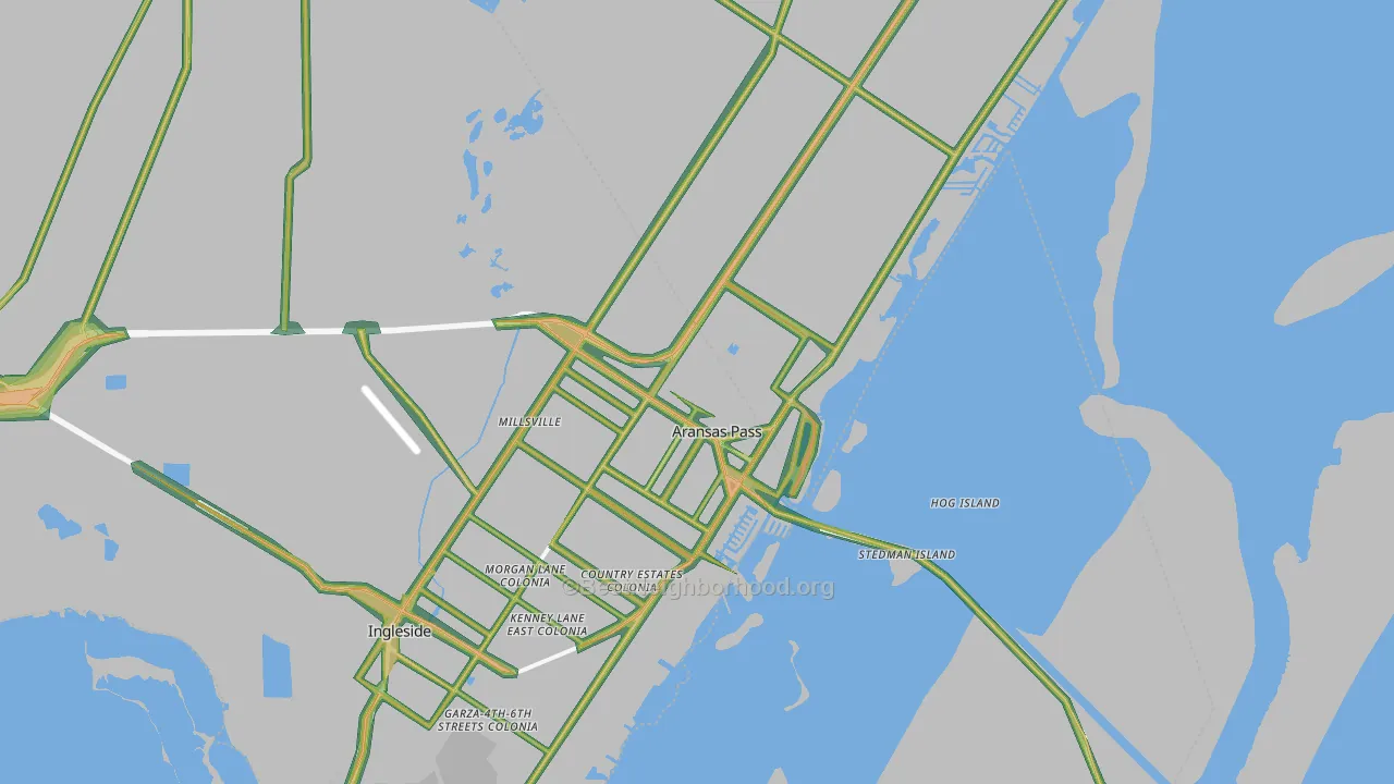 Aransas Pass, TX Map of Noise Levels in Aransas Pass