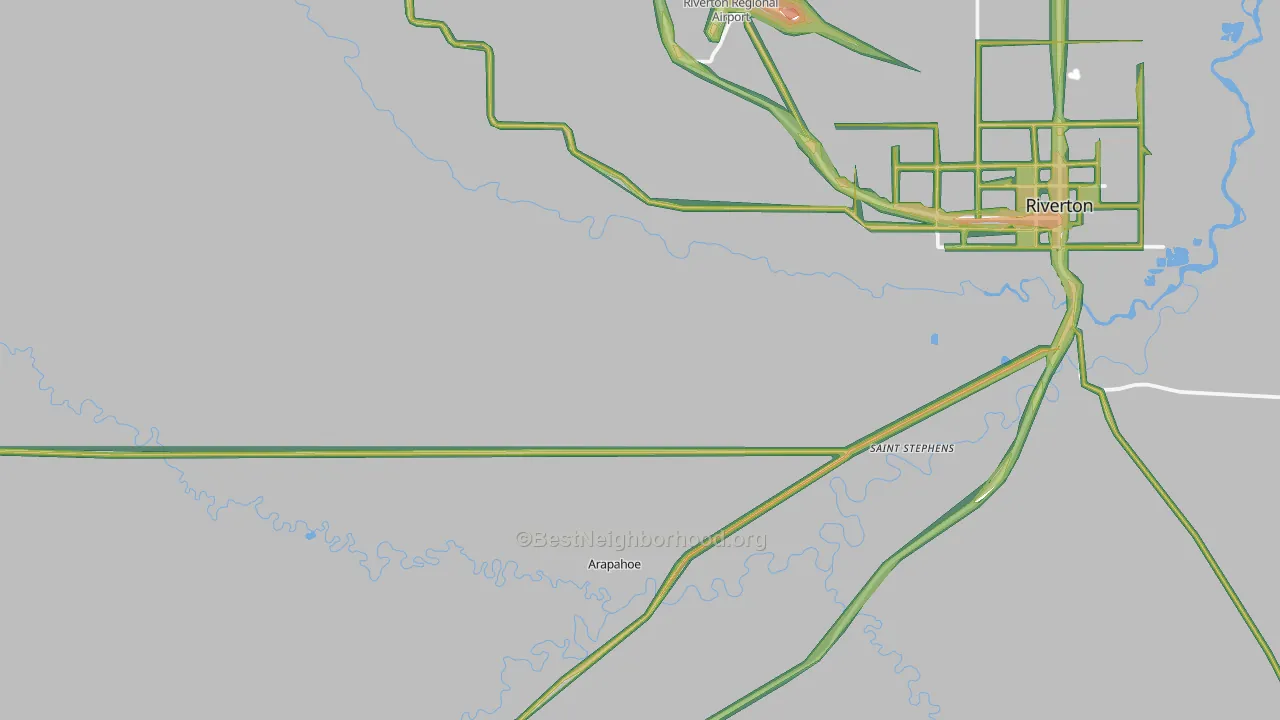 Arapahoe, WY Map of Noise Levels in Arapahoe