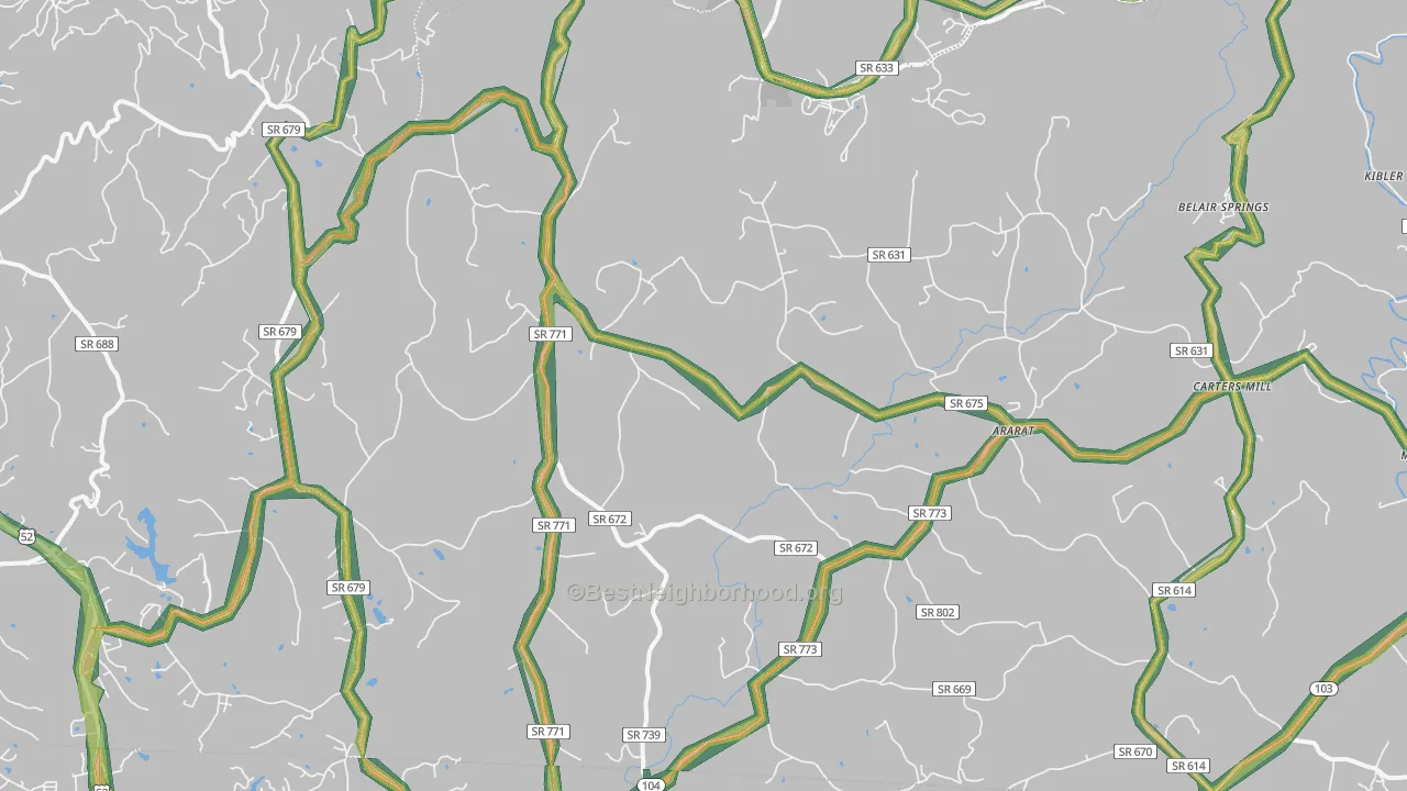 Ararat, VA Map of Noise Levels in Ararat