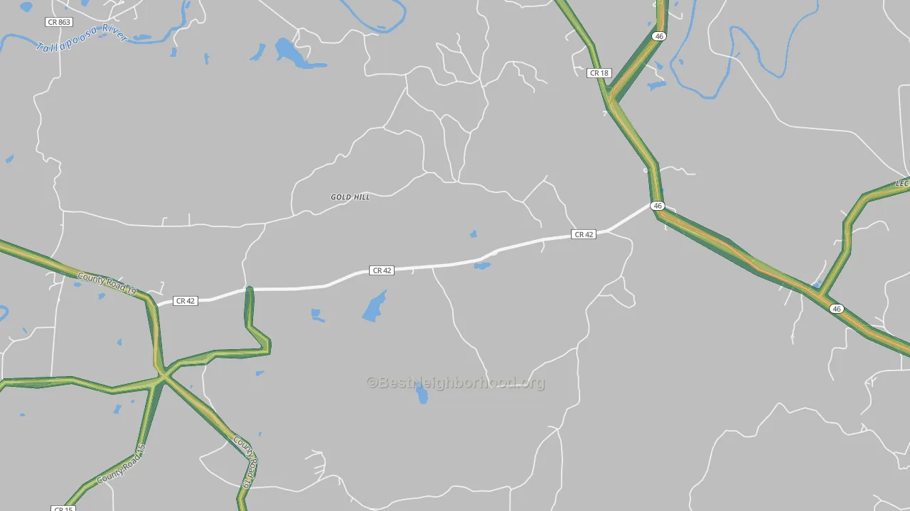 Arbacoochee, AL Map of Noise Levels in Arbacoochee