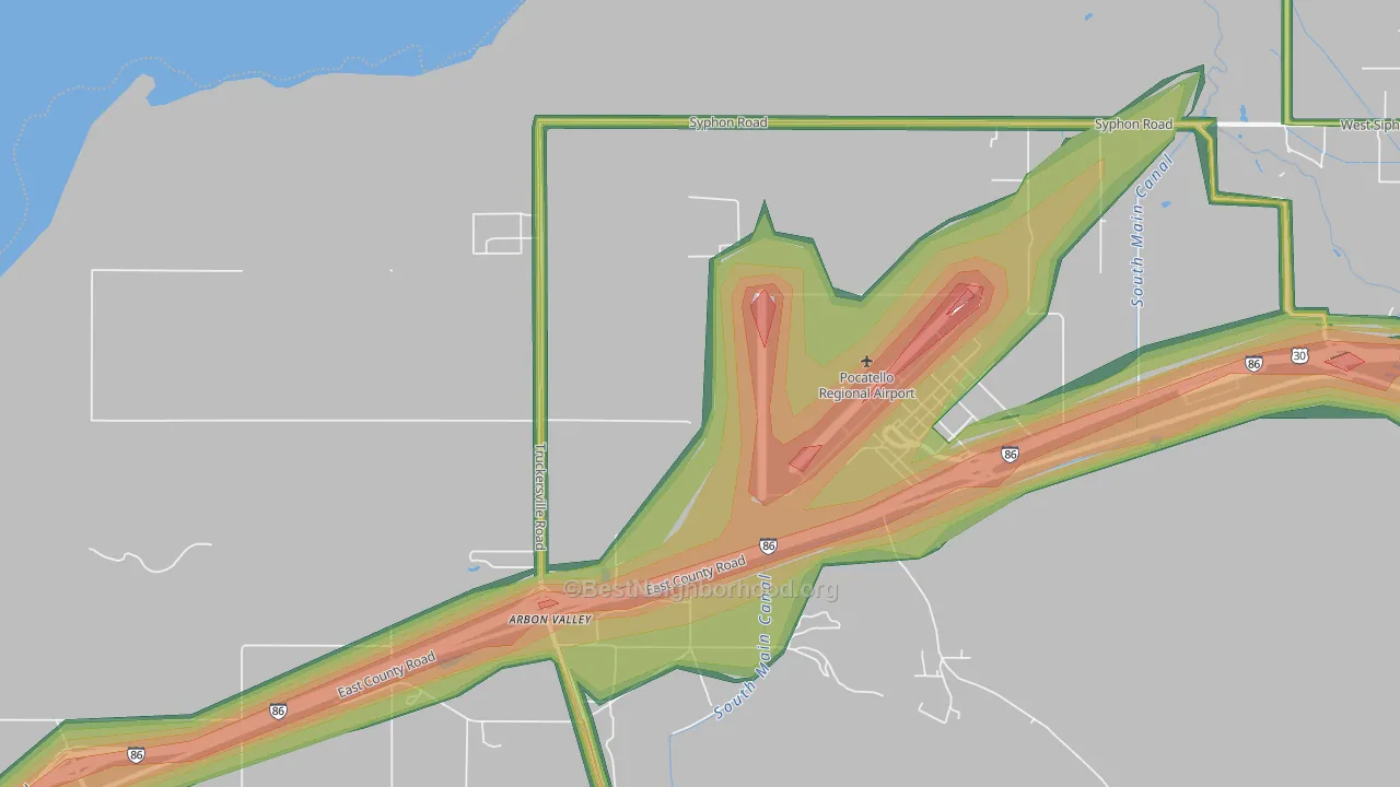 Arbon Valley, ID Map of Noise Levels in Arbon Valley
