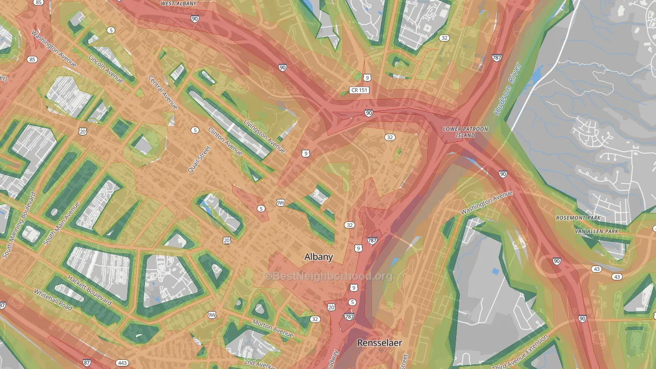 Arbor Hill, Albany, NY Map of Noise Levels in Arbor Hill