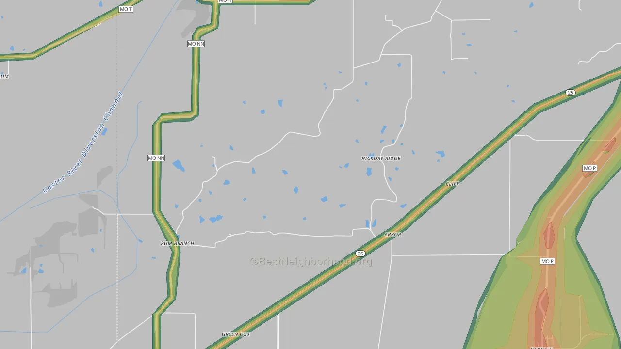 Arbor, MO Map of Noise Levels in Arbor