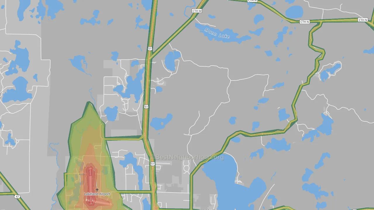 Arbor Vitae, WI Map of Noise Levels in Arbor Vitae
