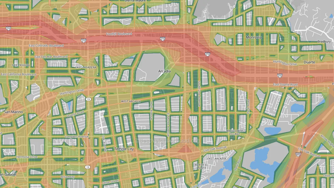 Arcadia, CA Map of Noise Levels in Arcadia
