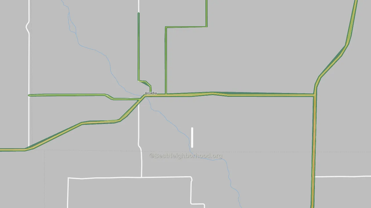 Arcadia, NE Map of Noise Levels in Arcadia