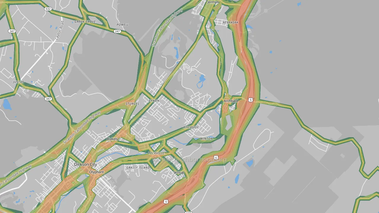 Archbald, PA Map of Noise Levels in Archbald